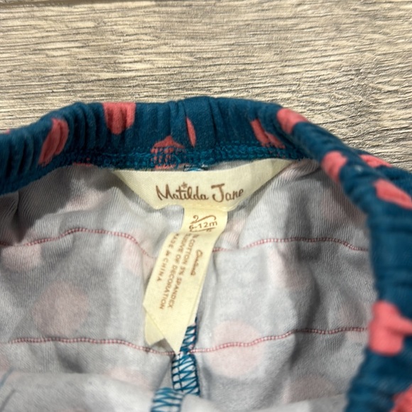 • Matilda Jane • Baby Girls Footed Polka Dot Ruffle Butt Pants Blue Pink 6-12 - Picture 2 of 3